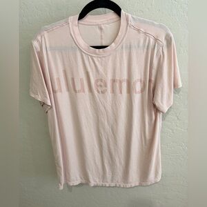 Lululemon All Yours Graphic T-Shirt Pink Mist Size 6 Logo Tee